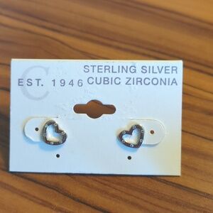 NWT Sterling silver and cubic zirconia heart earrings